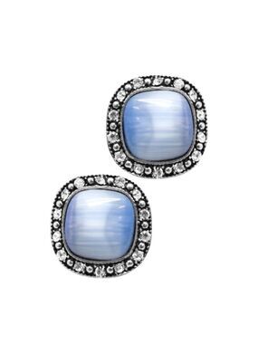 Paparazzi earrings blue silver square fancy formal shiny NEW